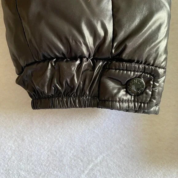 Moncler Maya Puffer Jacket Men's 5 Black Shiny Glossy Down Coat - Picture 8 of 16